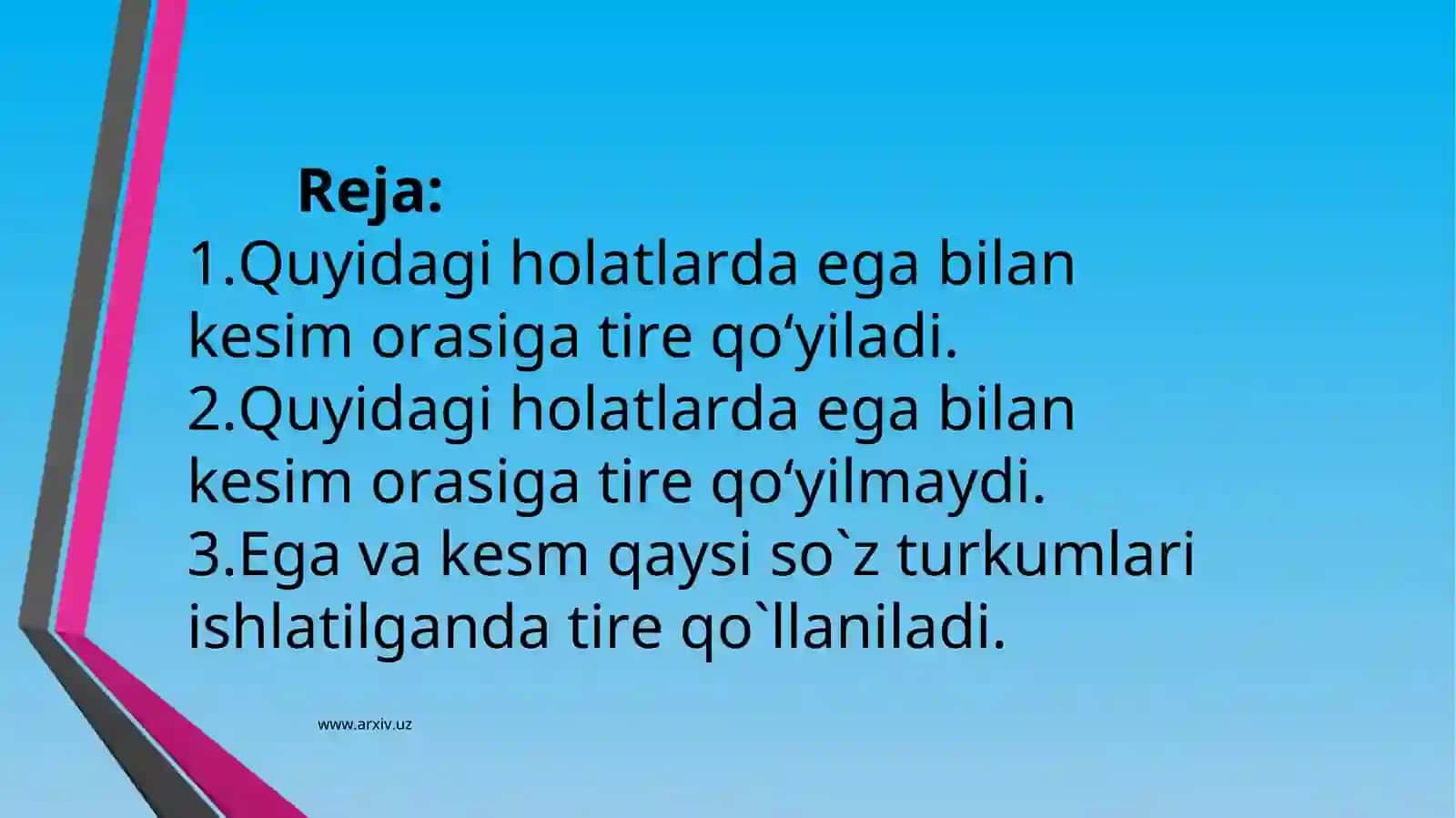 Ega va kesim orasida tirening qo`llanilishi 2