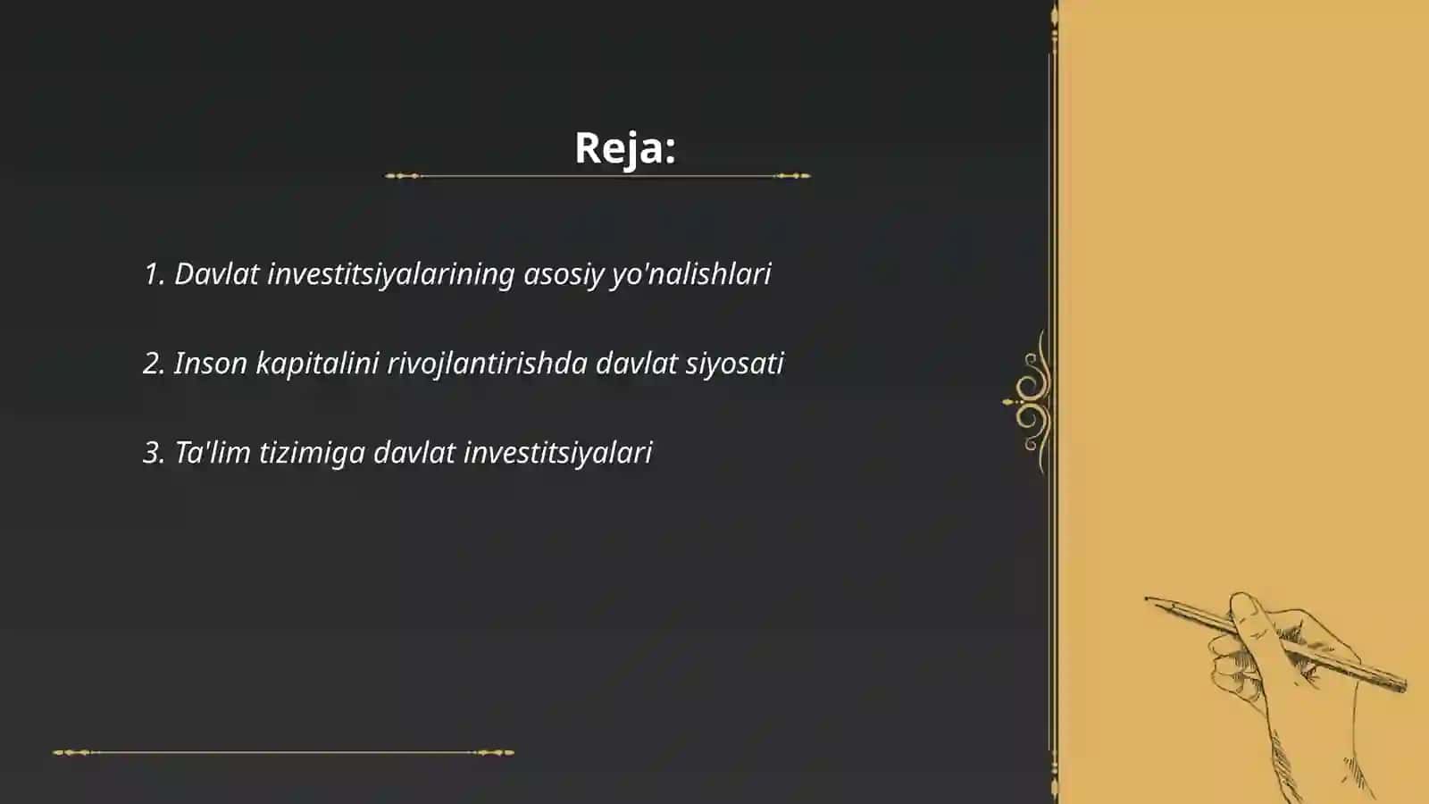 Davlat investitsiyalari va inson kapitalini rivojlantirish 2