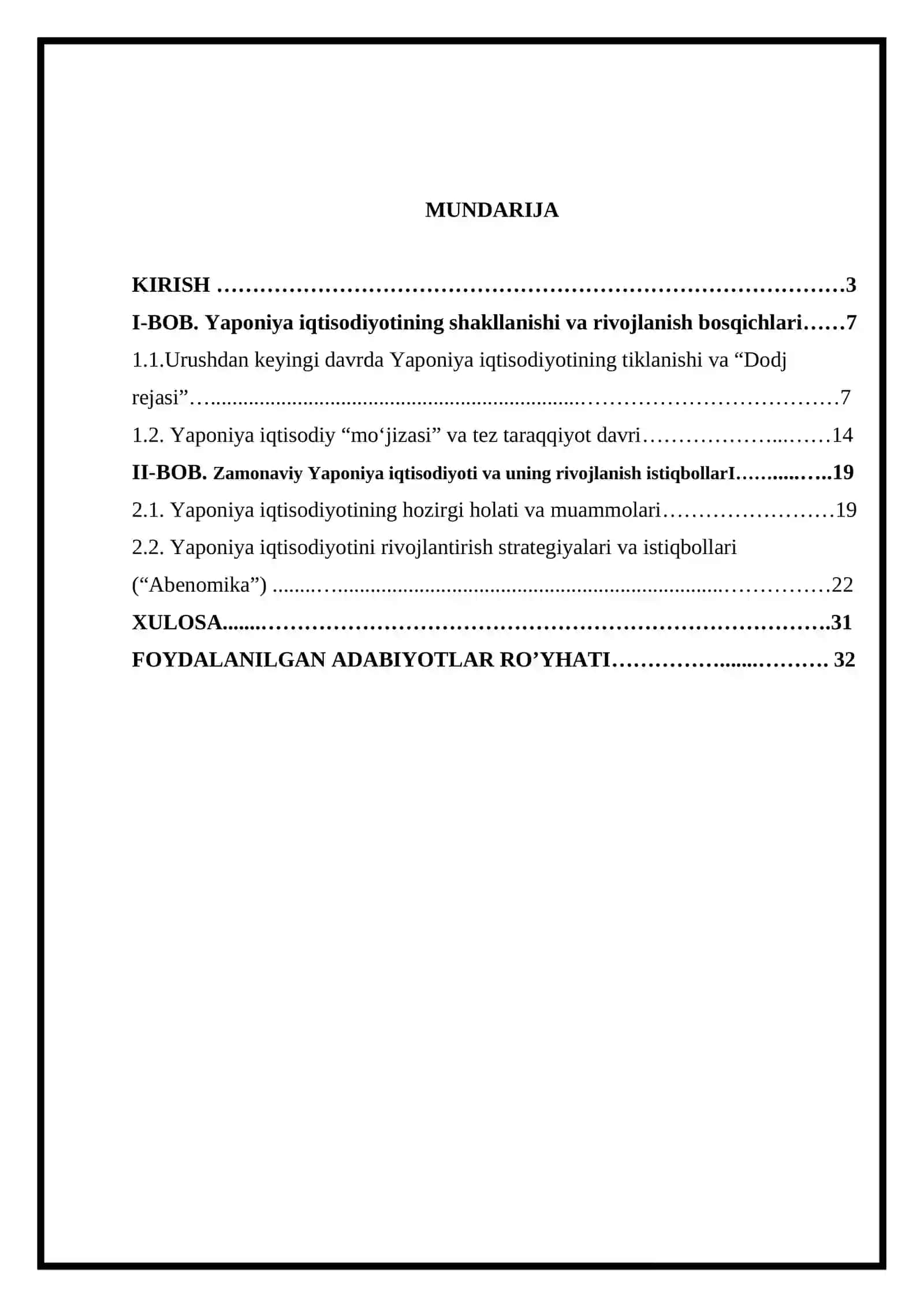 YAPONIYA IQTISODIYOTINING RIVOJLANISH XUSUSIYATLARI 2