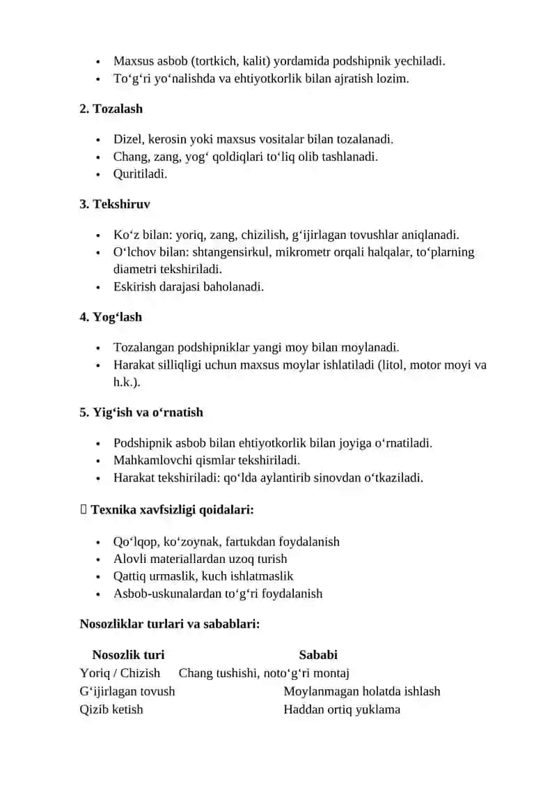 Podshipniklarni ta’mirlash 2