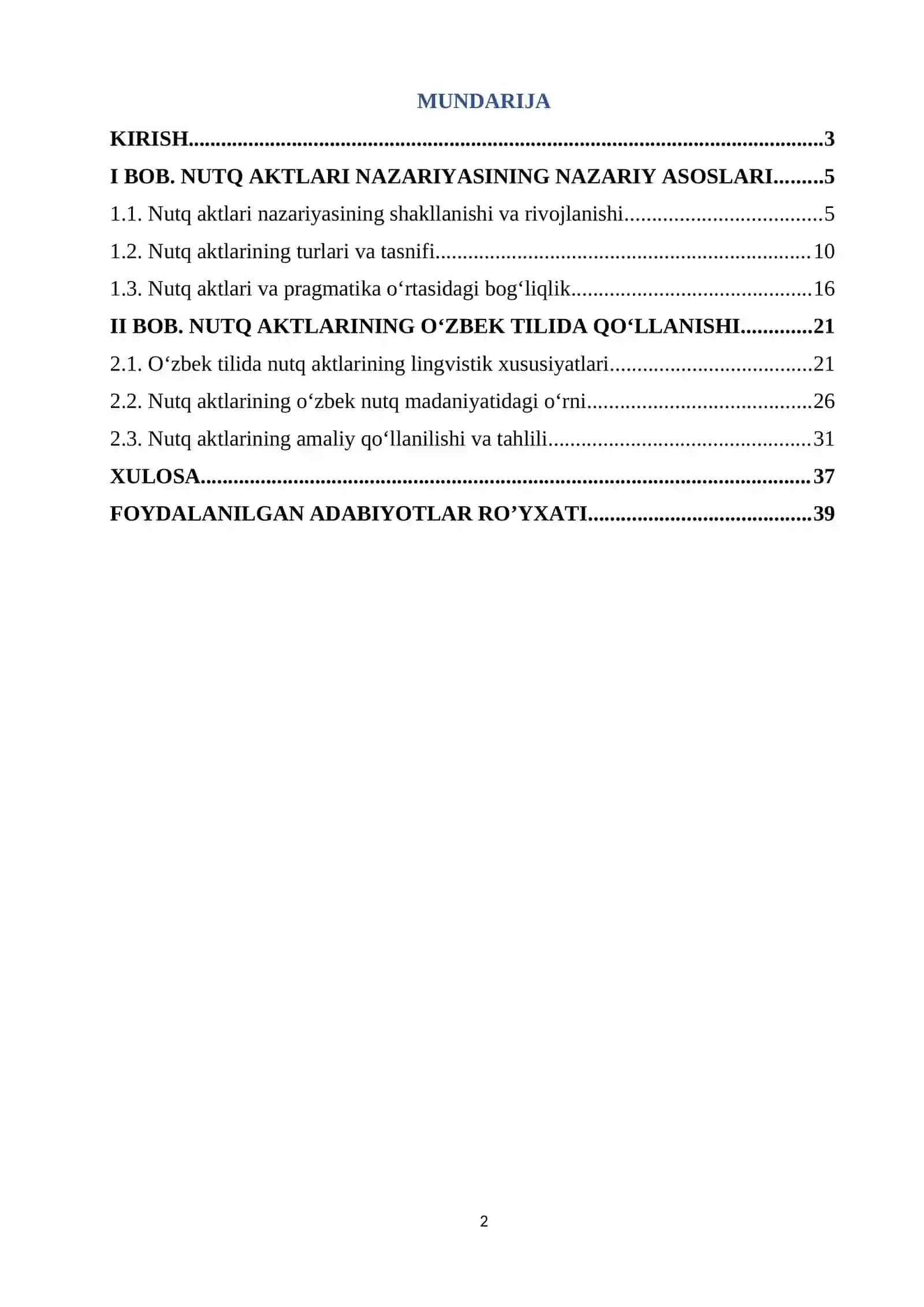 Nutq aktlari nazariyasi va uni o’zbek tilida qo’llash 2