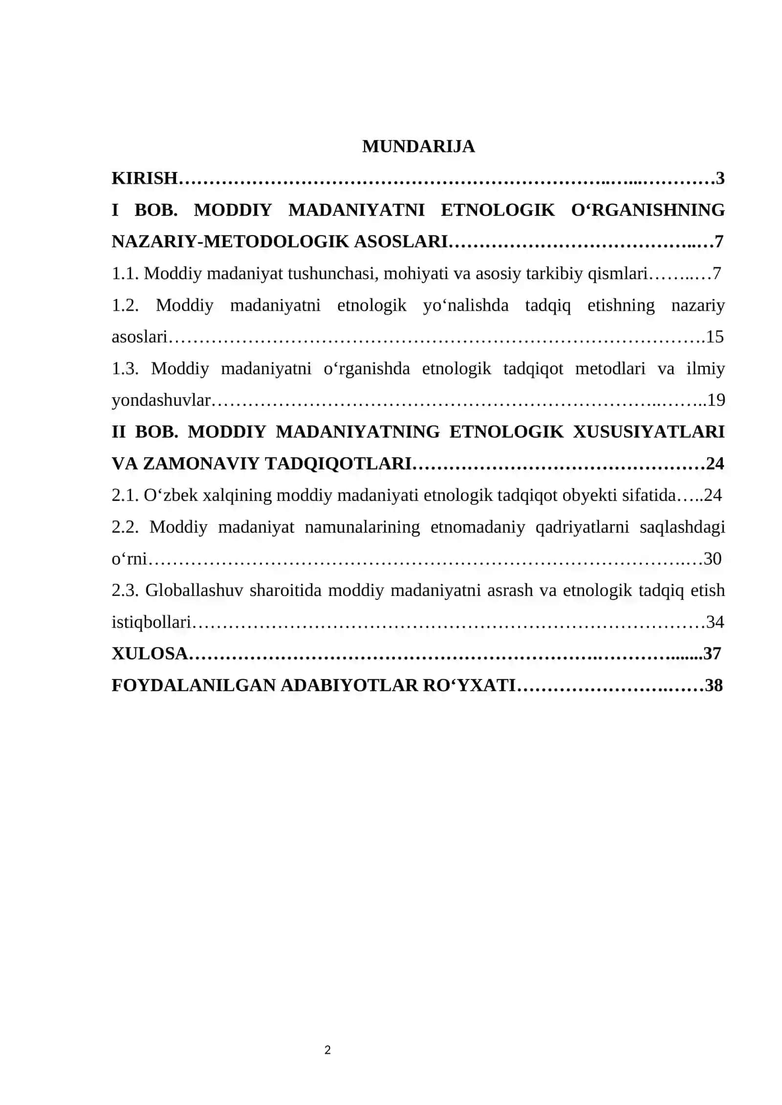 Moddiy madaniyatning etnologik yo‘nalishda tadqiq etilishi KURS ISHI 2