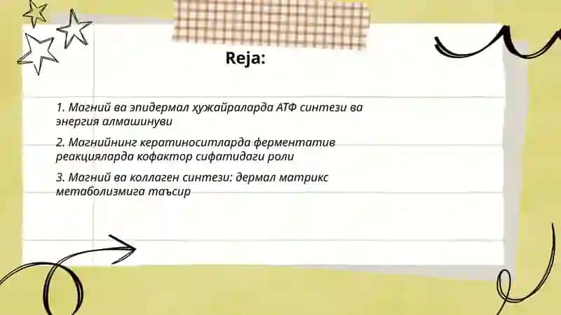 Магнийни тери ва соч ҳужайраларидаги метаболизм даги биокимёвий роли 2