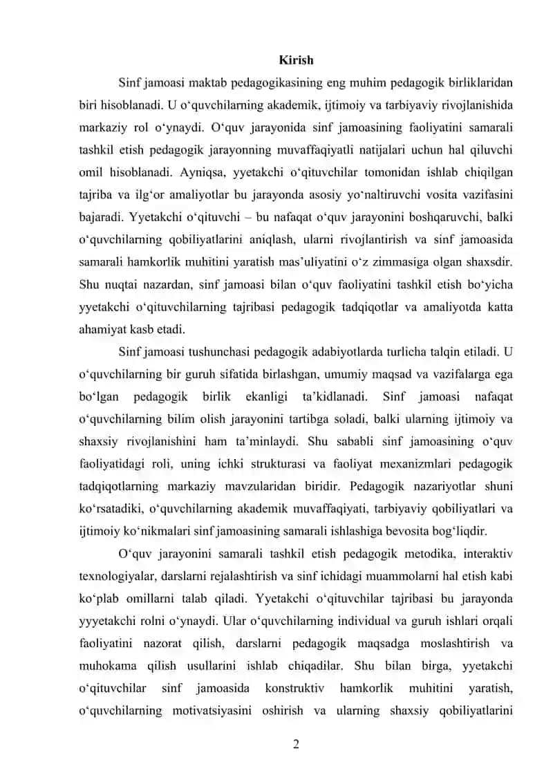 Sinf Jamoasi Bilan O‘quv Faoliyatini Tashkil Etish Bo‘yicha YYetakchi O‘qituvchilarning Tajribasi 2