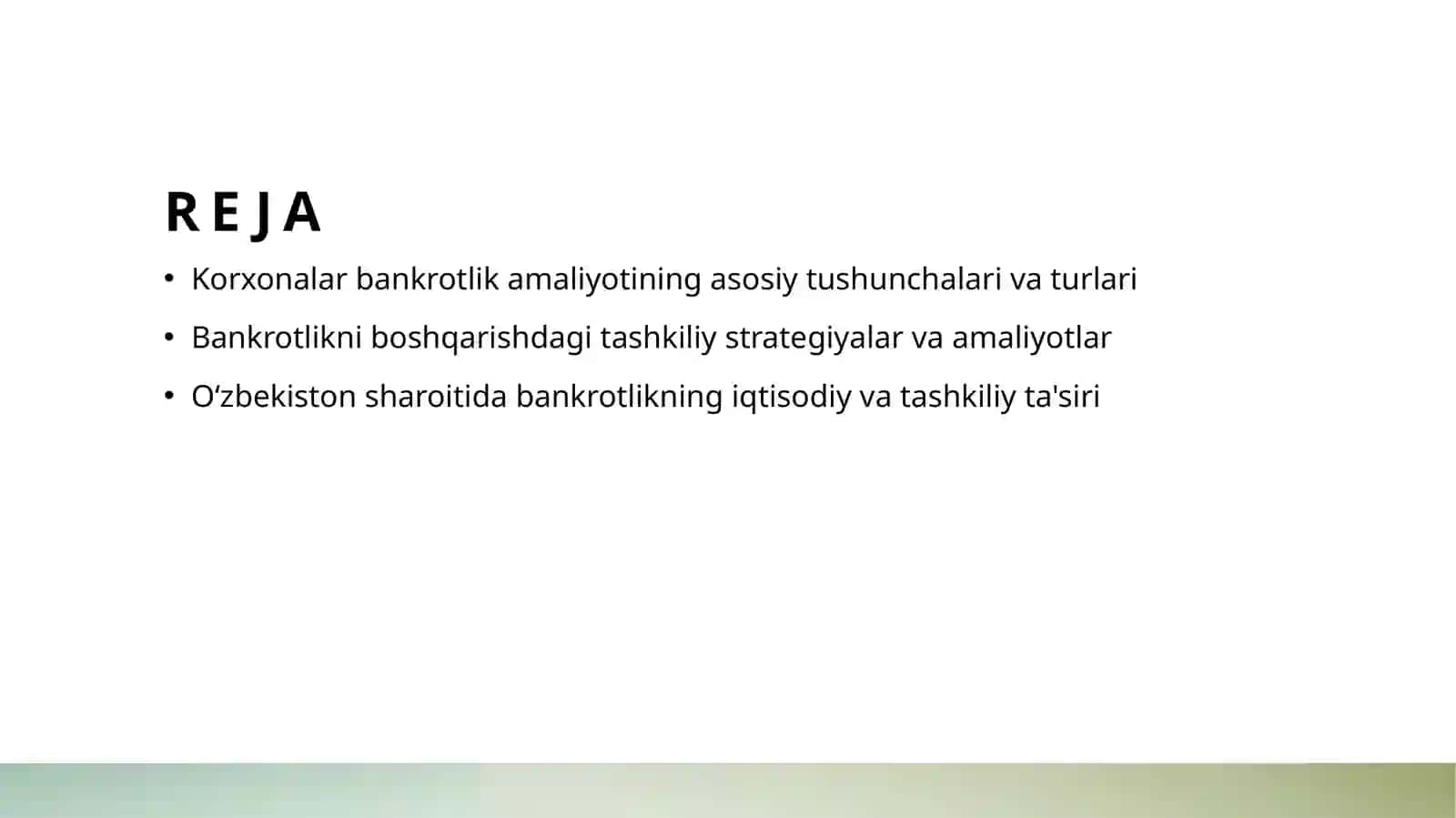 Korxonalar faoliyatida bankrotlik amaliyoti va uning tashkiliy xususiyatlari 2