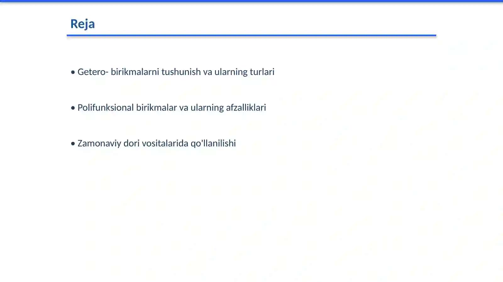 Getero- va polifunksional birikmalar asosida ishlab chiqariladigan zamonaviy dori vositalari 2