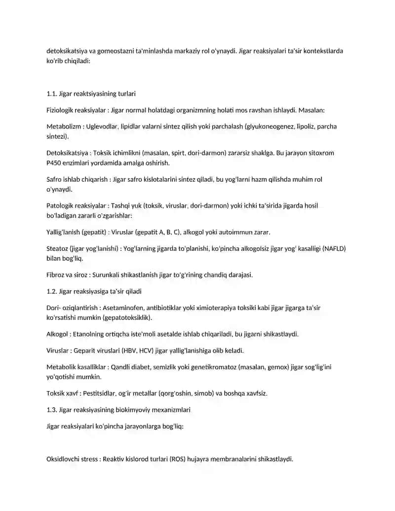 Jigar reaktsiyasi va jigar choklari 2