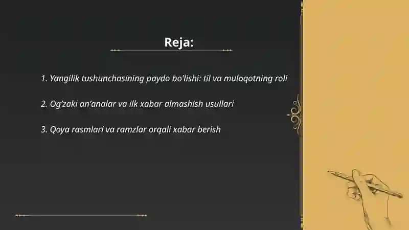 Insoniyat tarixida ilk yangiliklarning paydo bo'lishi 2