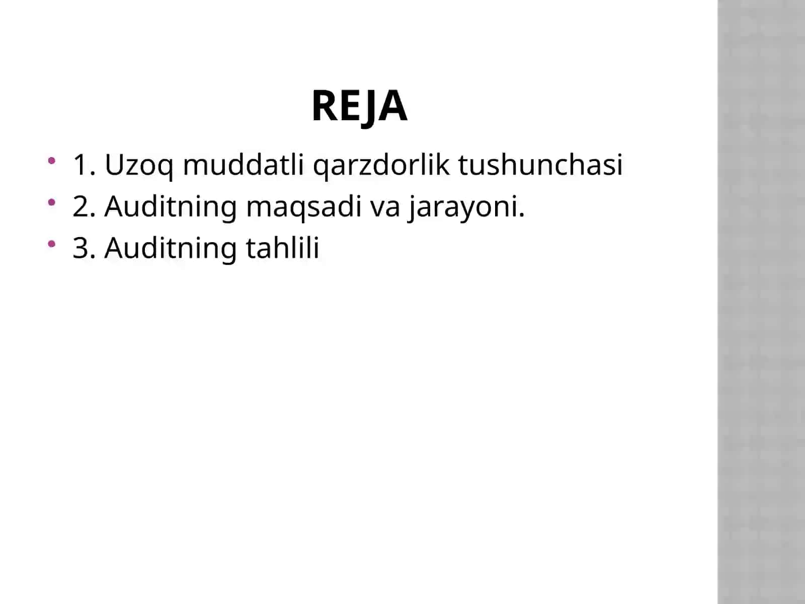 Uzoq muddatli qarzlar auditi 2