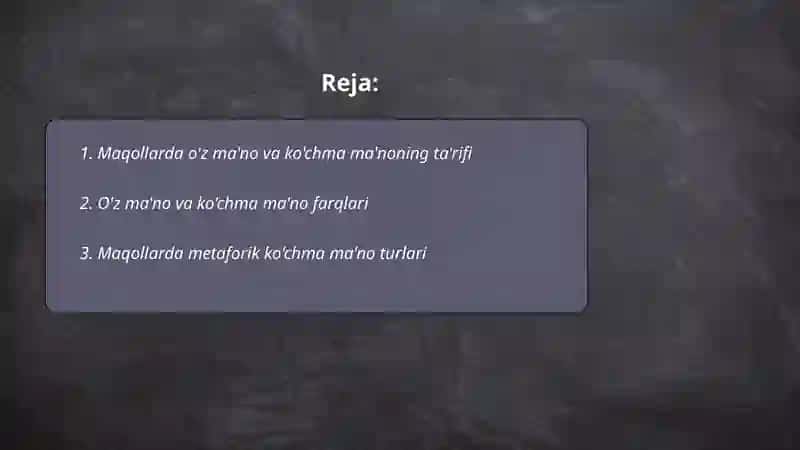 Maqollarda o'z va ko'chma ma'no 2