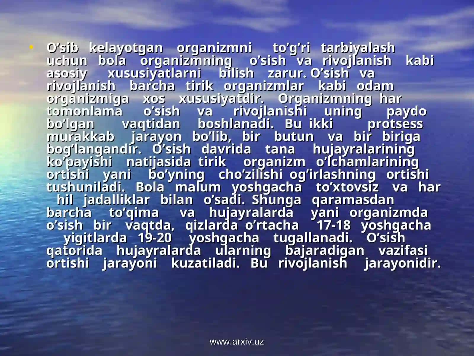 Bolalar o’sishi va rivojlanishining umumiy qonunlari 2
