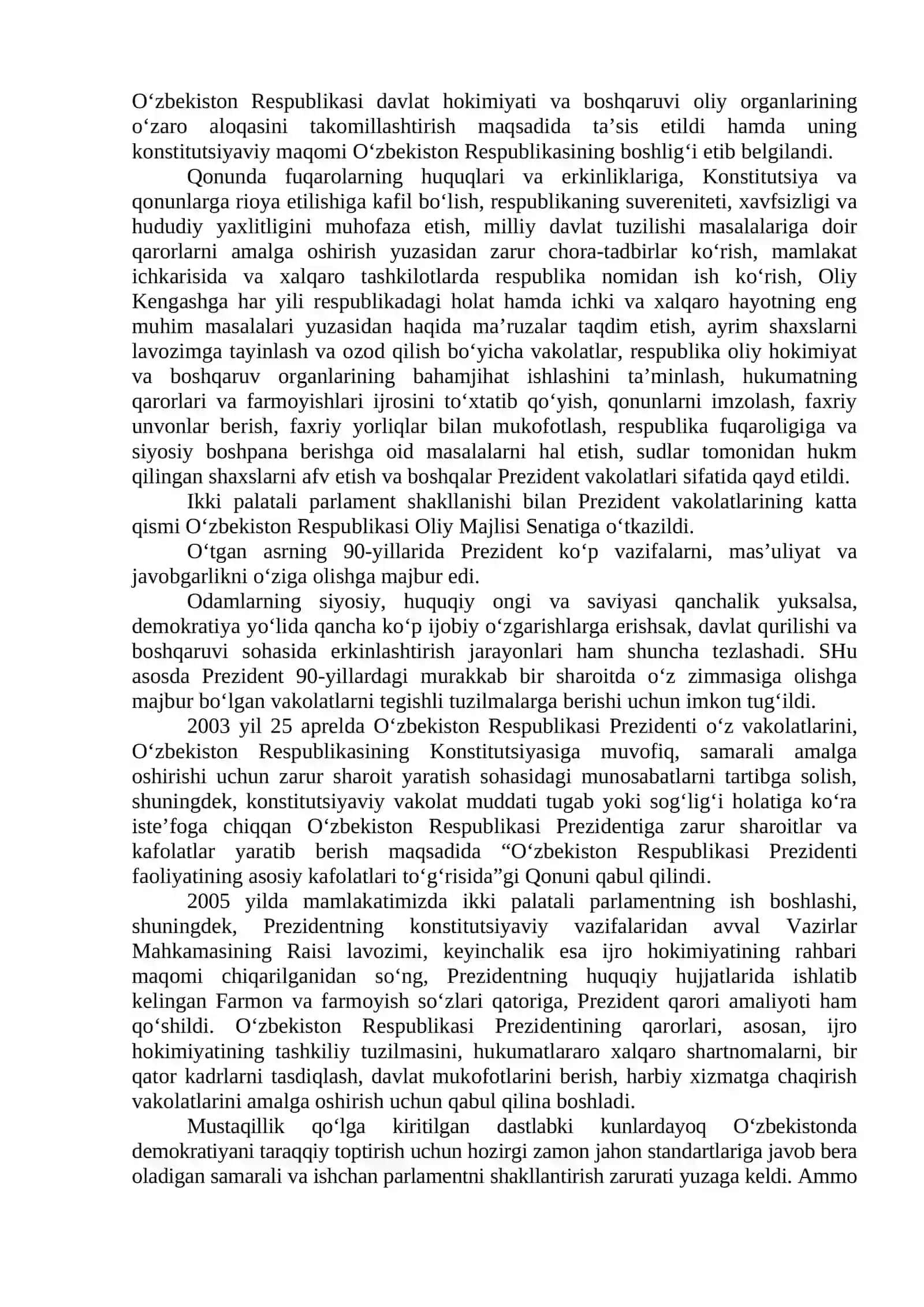 O‘zbekistonda demokratik, fuqarolik jamiyati asoslarining shakllantirilishi, amalga oshirilgan siyosiy o‘zgarishlar 2
