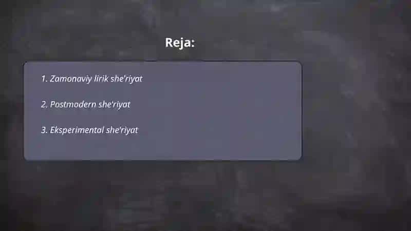 Zamonaviy lirik she'riyat 2