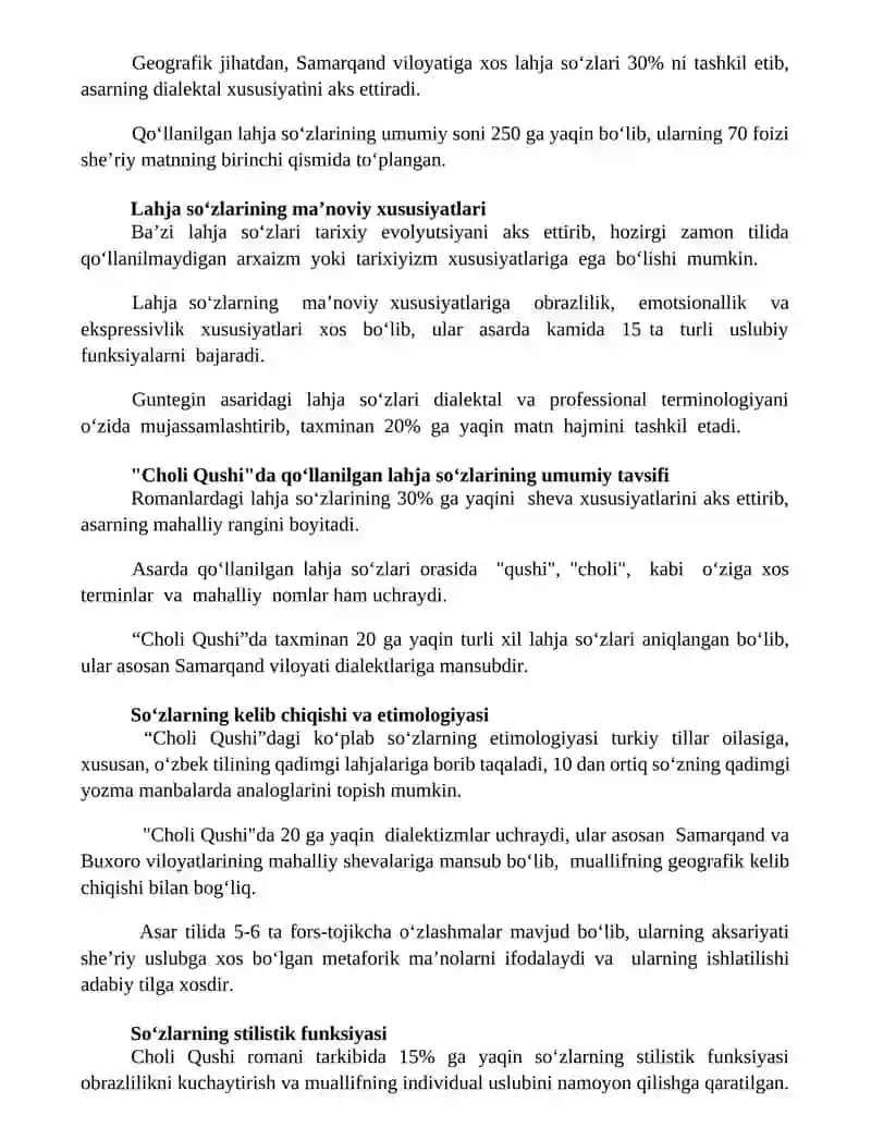 "Choli qushi" asarida oʻrtoq soʻzlar tahlili 2