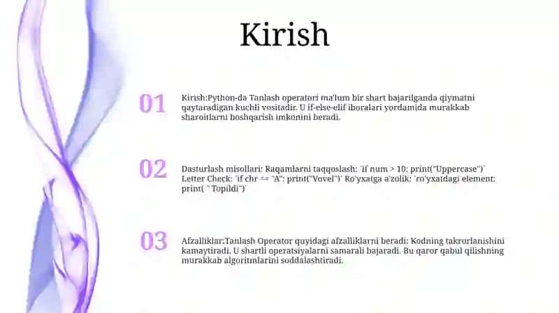 Python Dasturlash Tilida Tanlash Operatoriga Dasturlar Tuzish 2