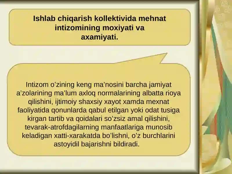 Mehnat intizomi va unimustaxkamlash yo'llari 2
