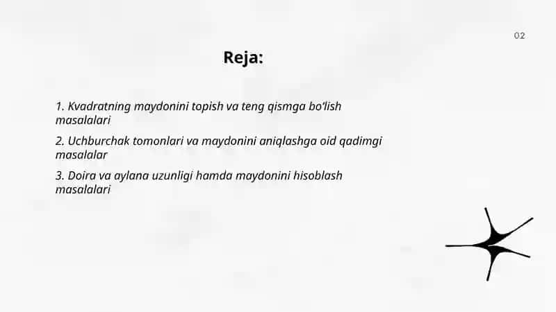Qadimgi masalalar. Geometrik shakllarga doir masalalar 2
