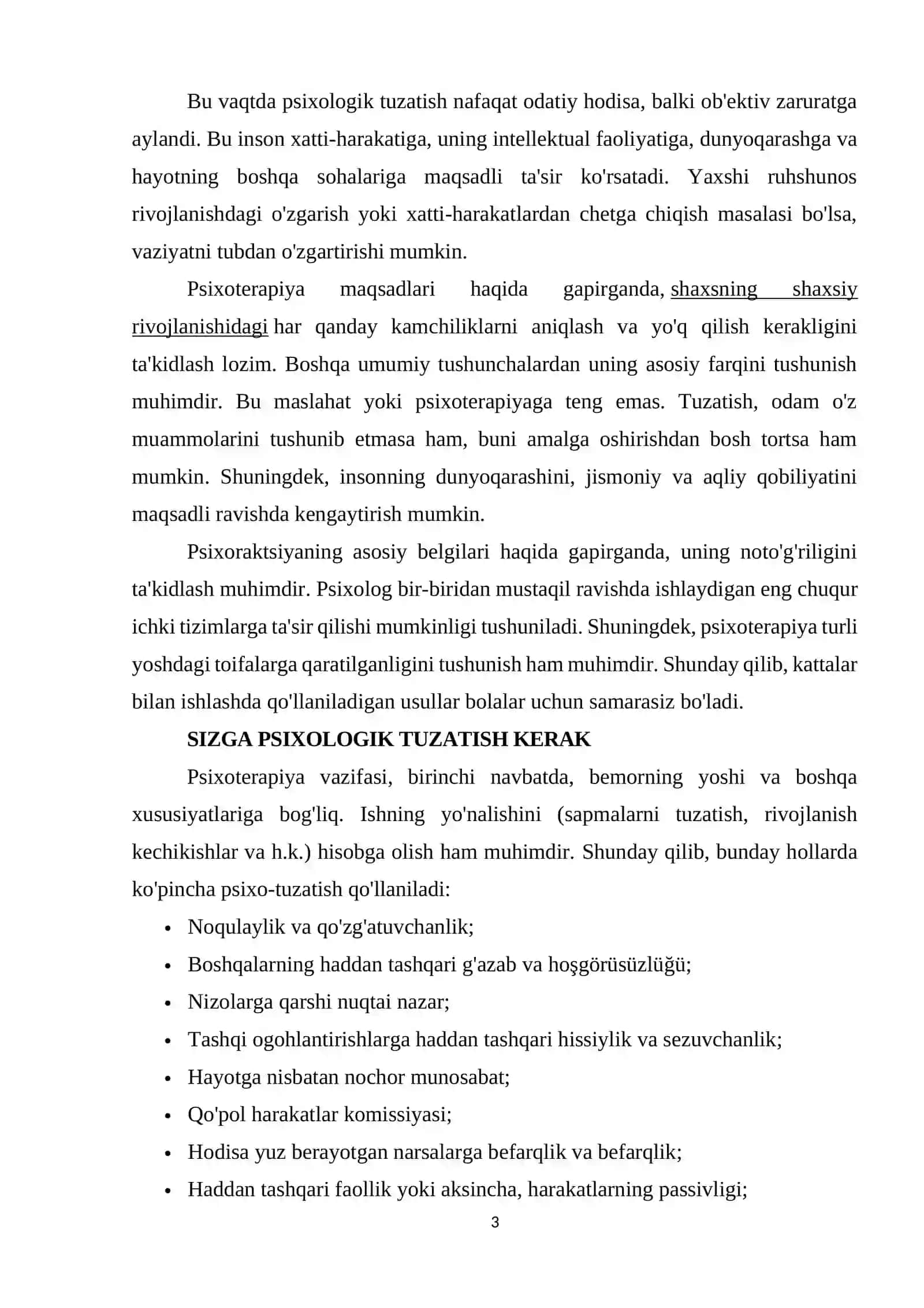 Psixologik yordam vaqtida asosiy konsepsiya va ulardan foydalanish 2