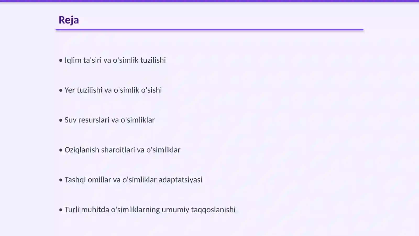 Turli muhit sharoyitida o'sgan o'simliklarning tuzilishini taqqoslash 2