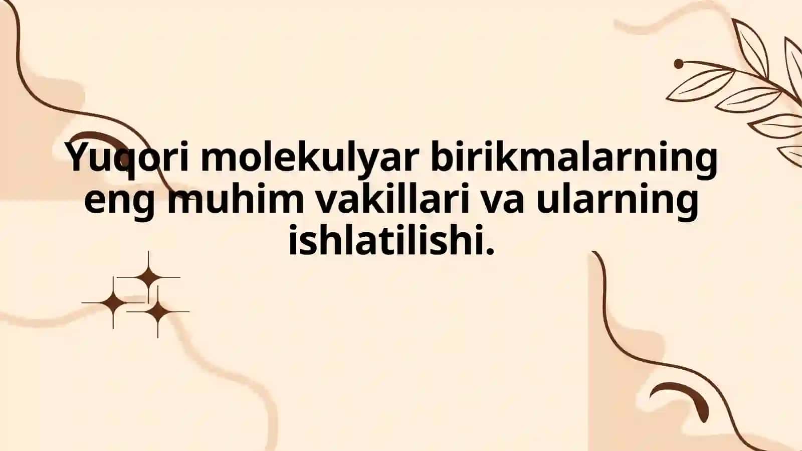 Yuqori molekulyar birikmalarning eng muhim vakillari va ularning ishlatilishi. 2