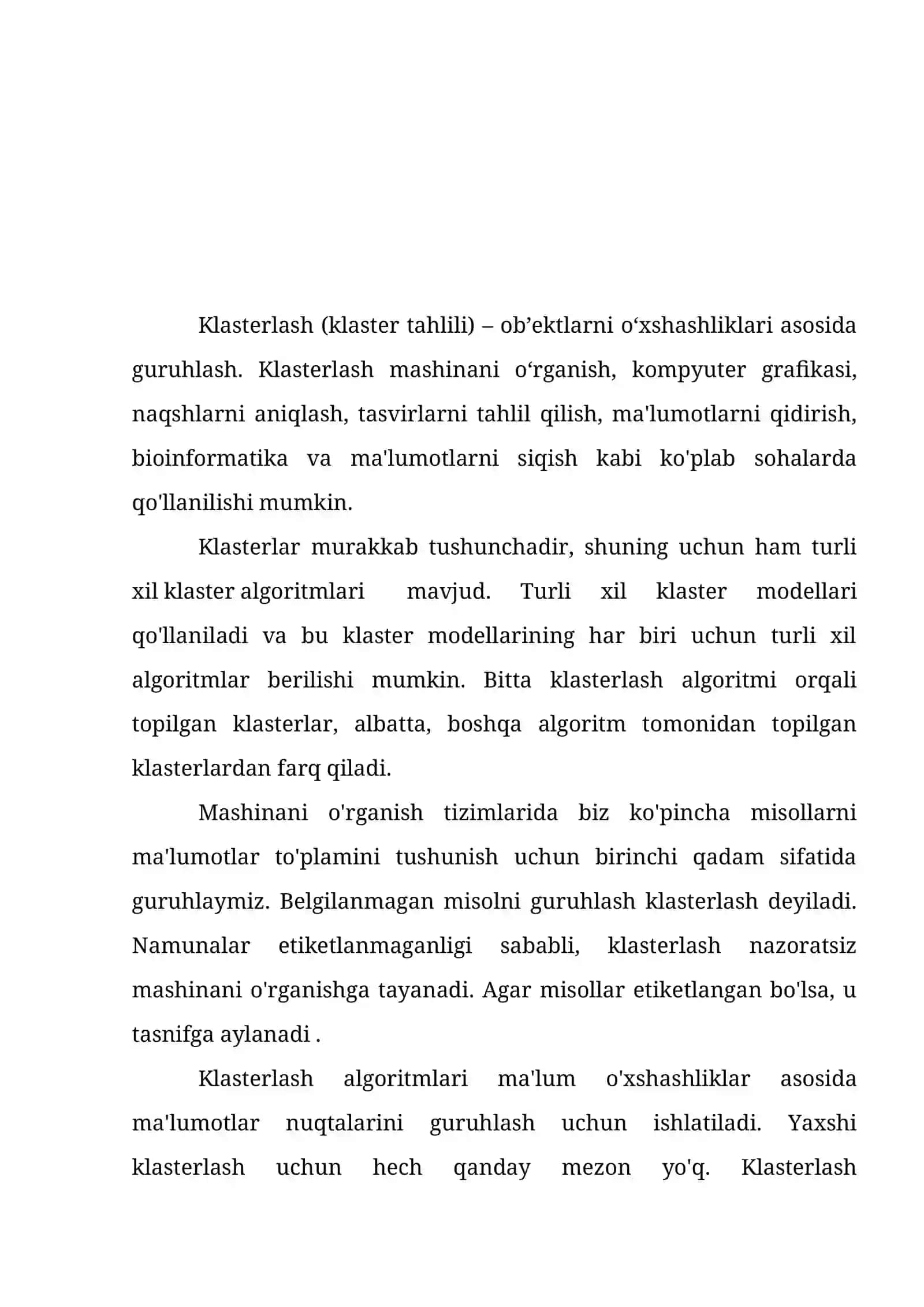 Klasterlash algoritmlari va uni amalda qoʼllanilishi 2