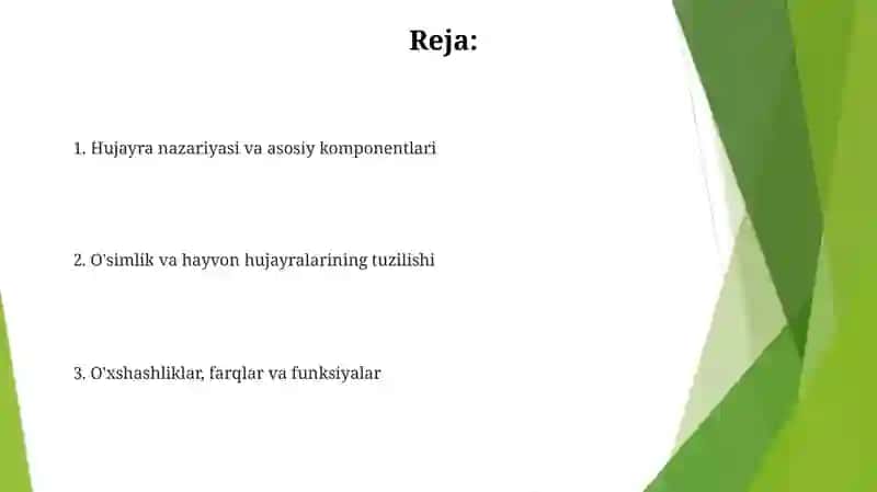 Osimlik va hayvon hujayralarining tuzilishi 2