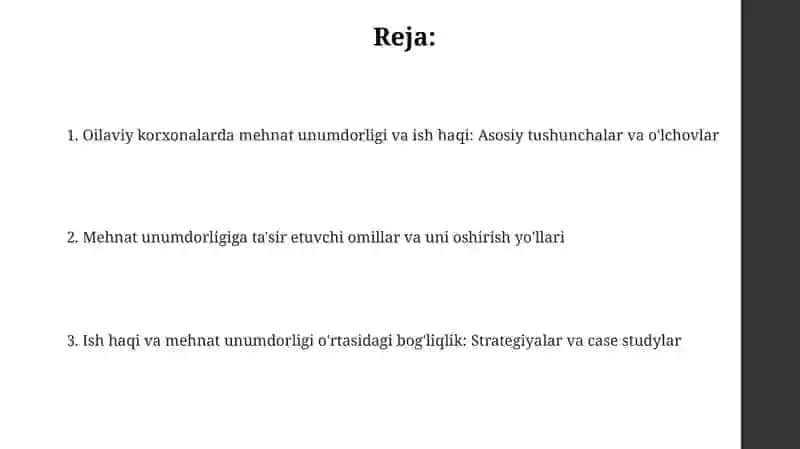 Oilaviy korxonalarda mehnat unumdorligi va ish haqi: Asosiy tushunchalar va o'lchovlar 2