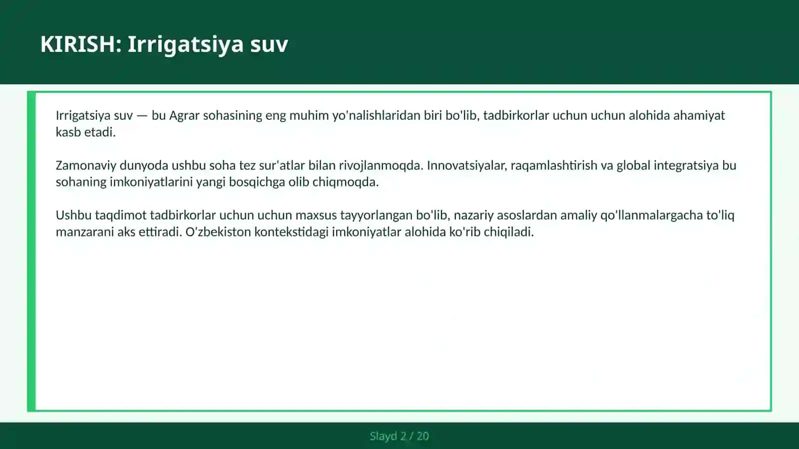 Irrigatsiya suv 2