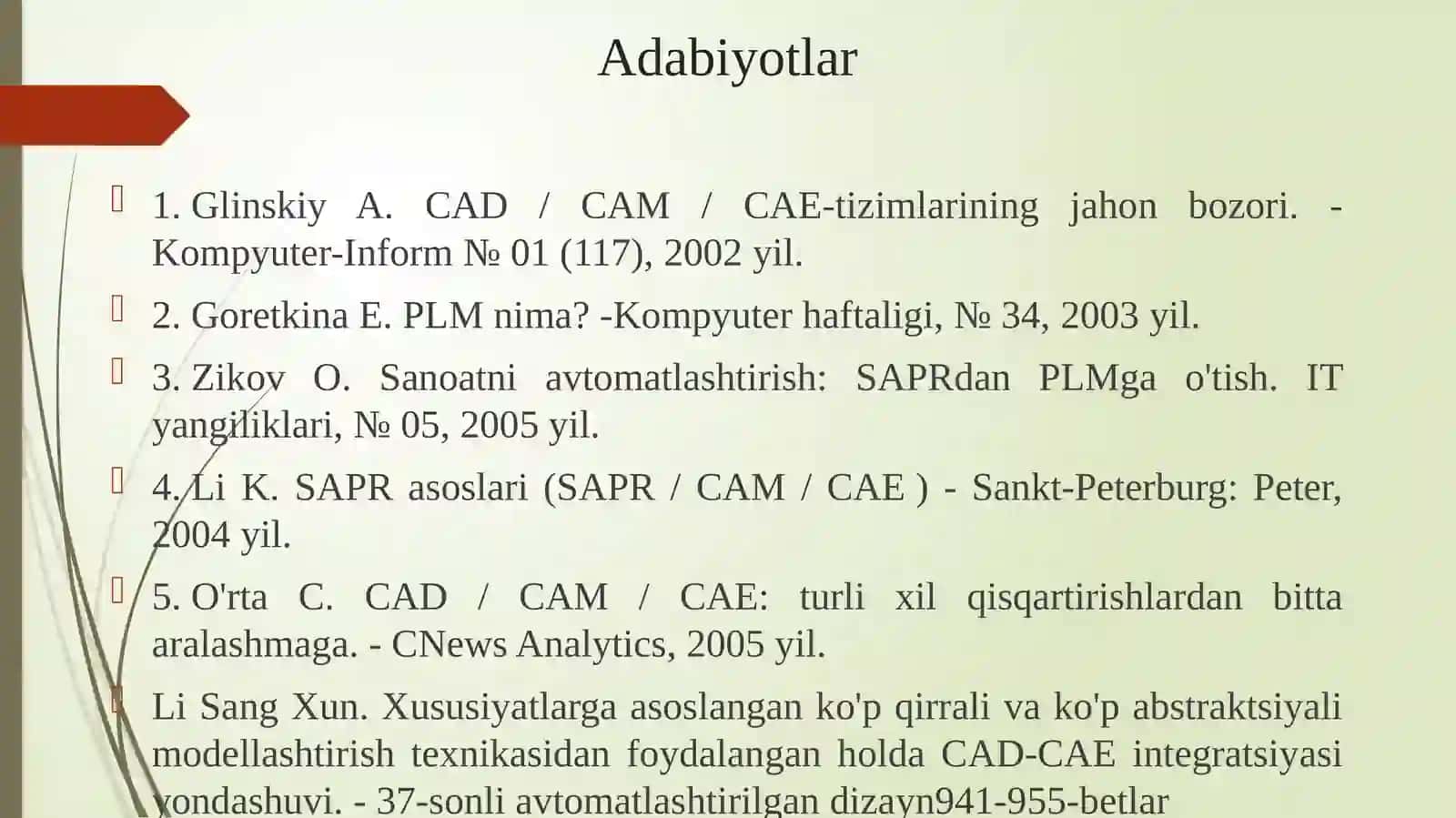 Texnologik obektlarni CAD/CAE/CAM tizimlarida loyihalash asoslari 2