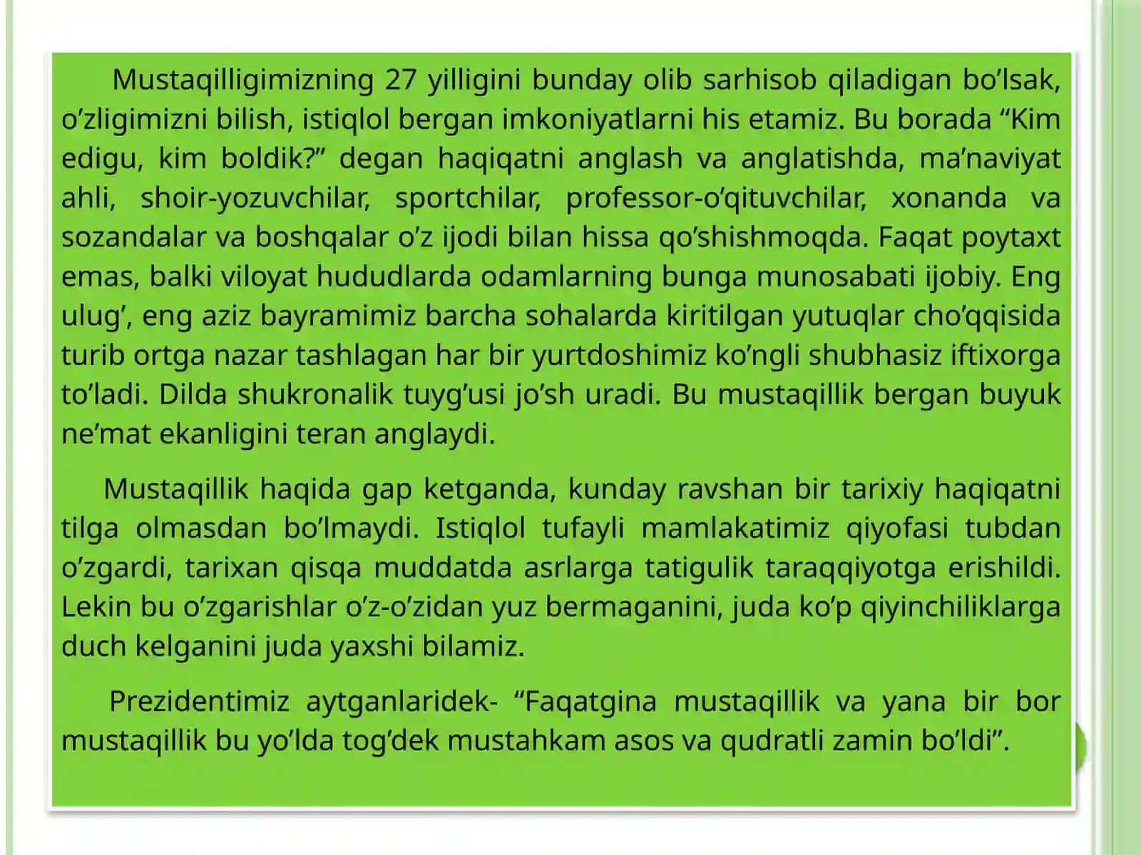 Biz hech kimdan kam emasmiz va hech kimdan kam bo’lmaymiz 2