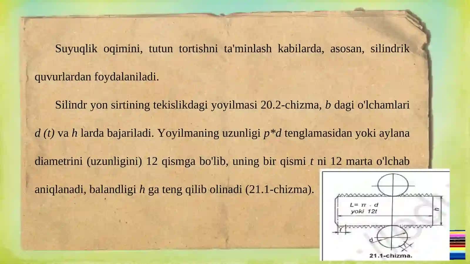 8-sinf chizmachilik darsligi asosida 21-22-mavzu 2