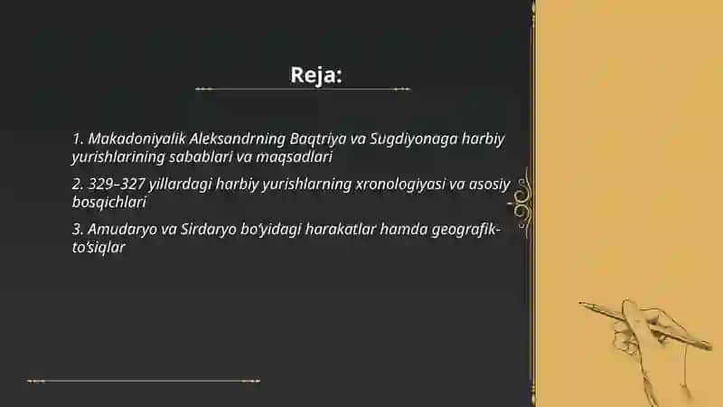 Makadoniyalik Aleksandrning baqtriya va sugdiyonaga harbiy yurishlari 2