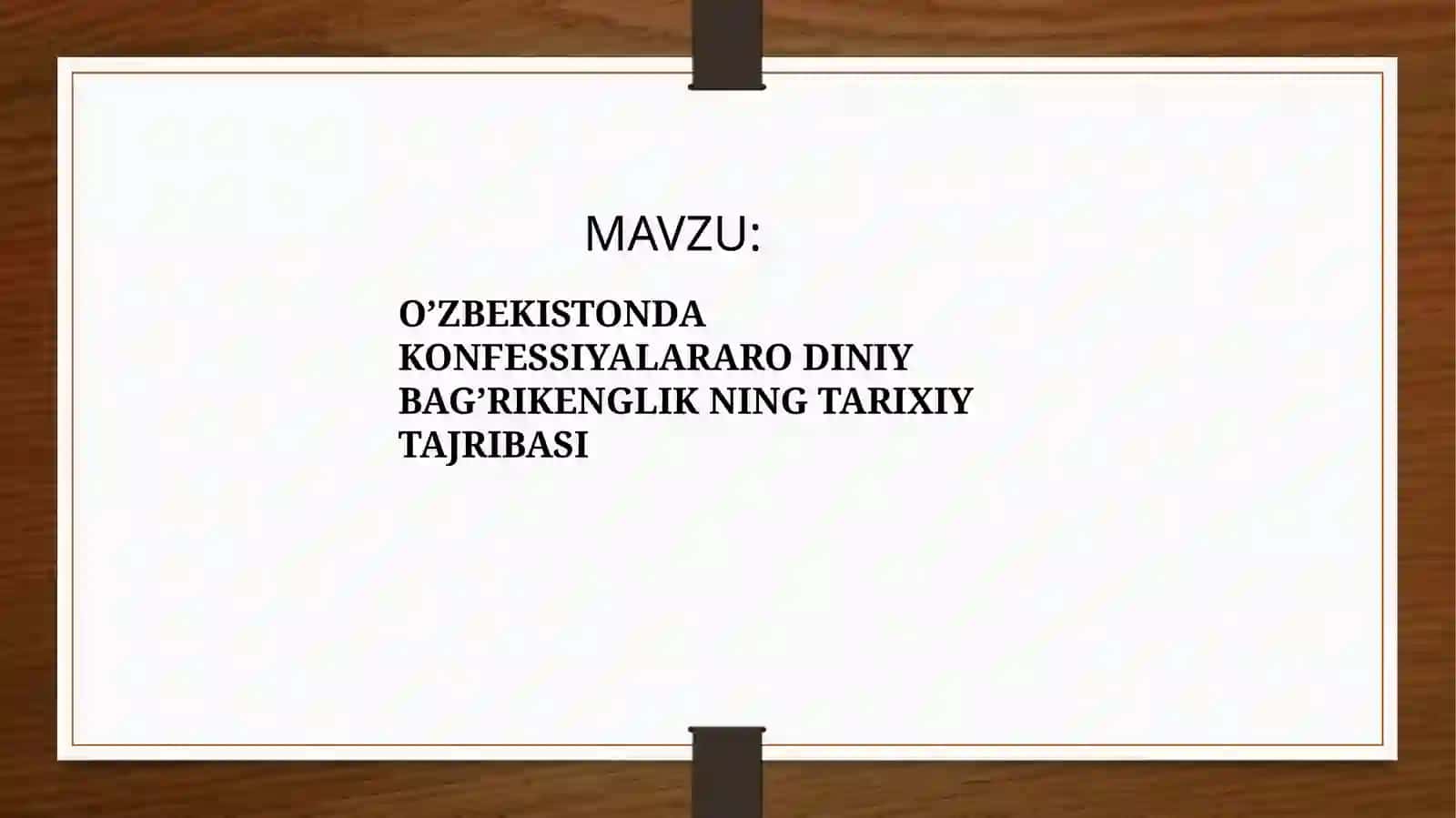 O’ZBEKISTONDA KONFESSIYALARARO DINIY BAG’RIKENGLIK NING TARIXIY TAJRIBASI 2