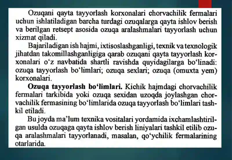 Ozuqalarni chorva mollarini oziqlantirish uchun zamonaviy texnologiyalar va qurilmalari 2
