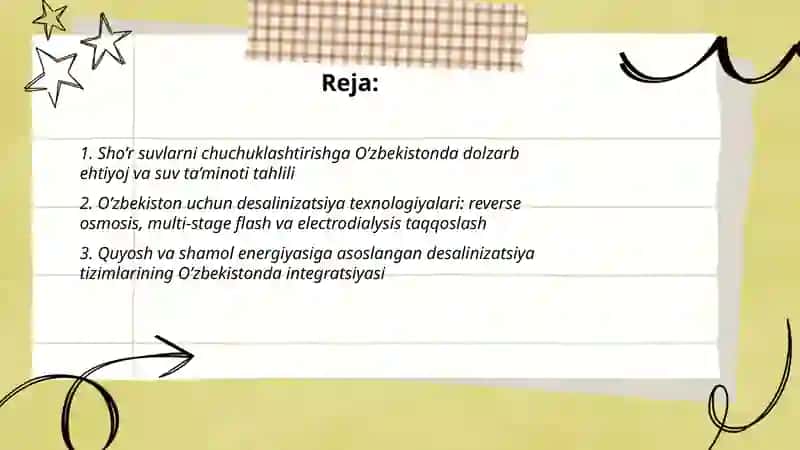 Sho’r suvlarni chuchuklashtirish g’oyasini ishlab chiqish 2