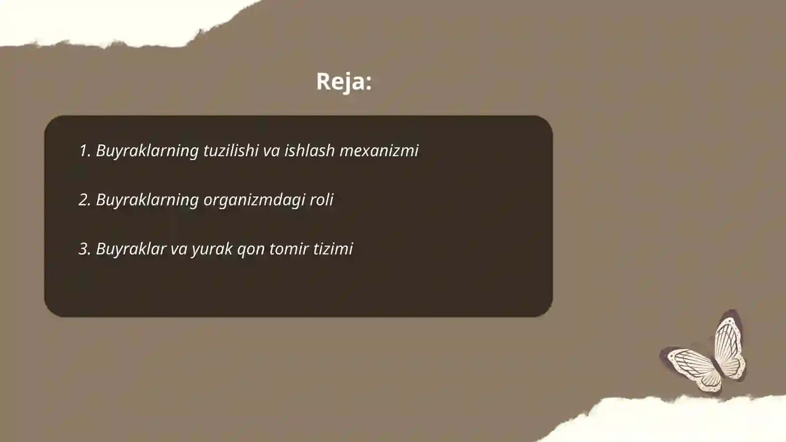 Buyraklar faoliyatini oʻziga xosligi va "Buyraklar bosimi " 2