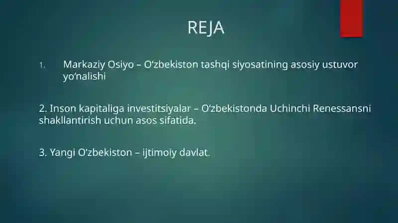 Yangi O'zbekiston xalqaro chiliv va insonparvar davlat qurishning ijtimoiy-siyosiyahamiyati 2