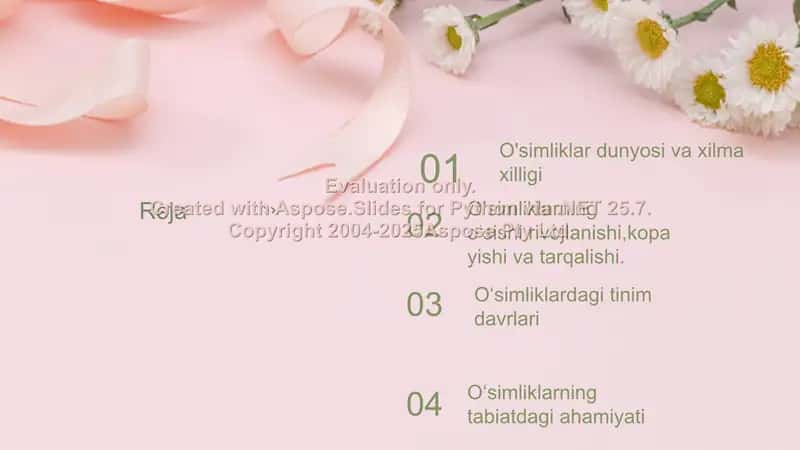 O'simliklar dunyosi va xilma-xilligi 2