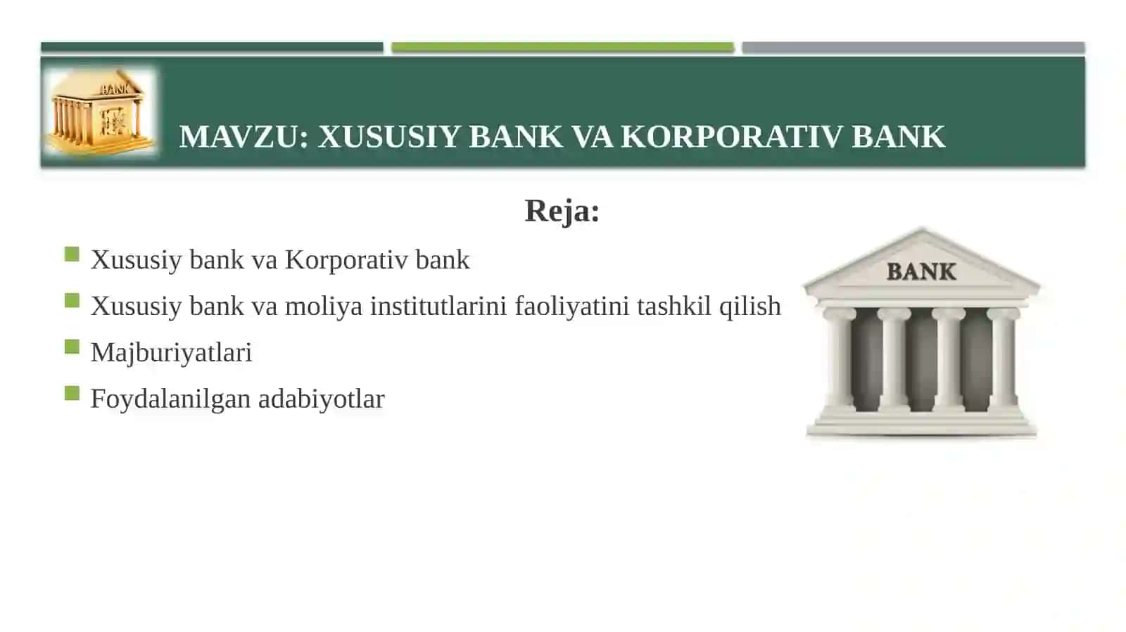 Xususiy bank va Korporativ bank 2