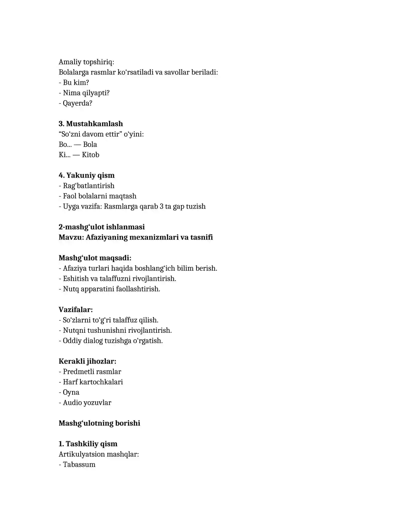 Afaziya sabablari, shakllari, mexanizmlari va tasnifi 2