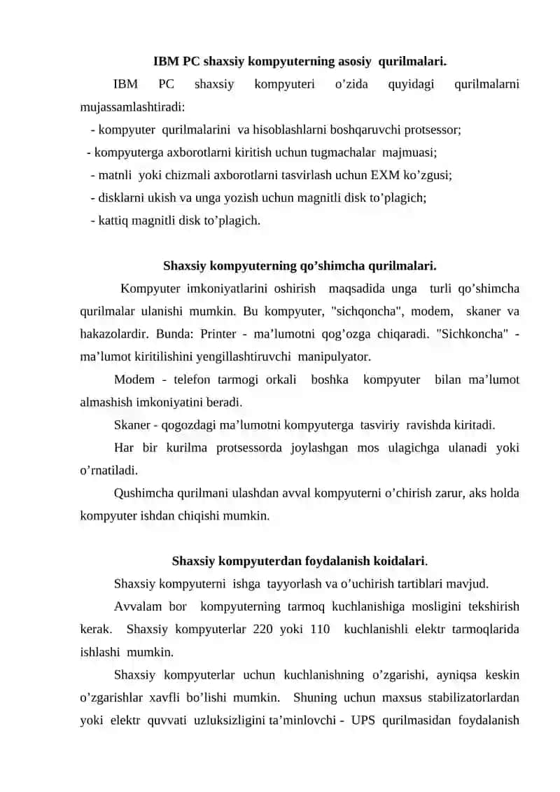 Kompyuter qurilmalari va imkoniyatlari 2