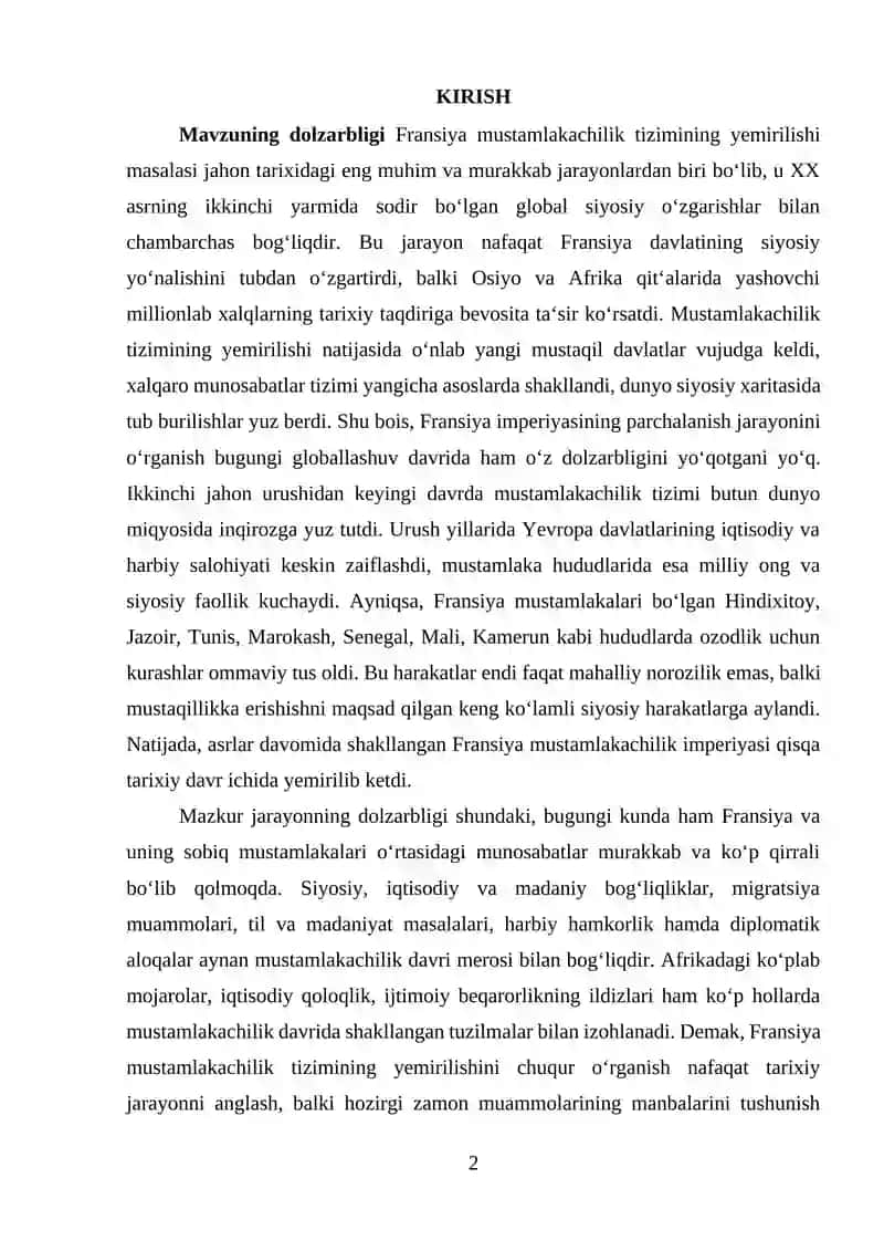 Fransiya Mustamlakachilik Tizimi 2