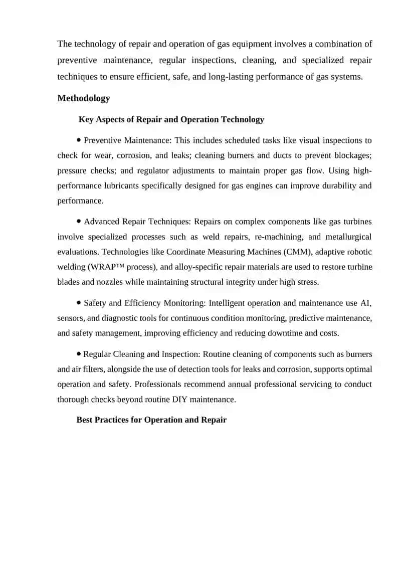 Technology of repair and operation of gas equipment 2