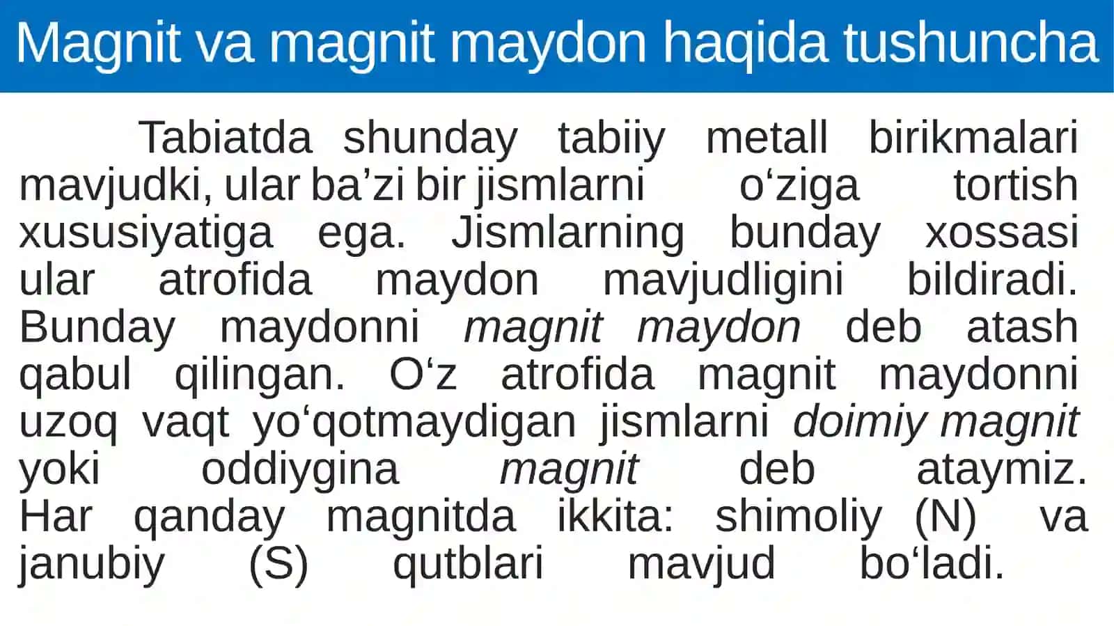 Magnit va magnit maydon haqida tushuncha 2