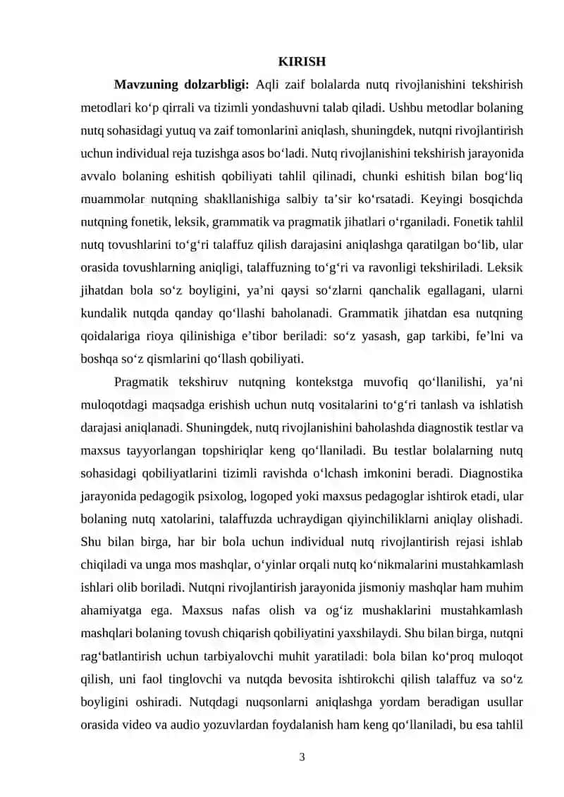 Aqli zaif bolalarda nutq rivojlanishini tekshirish metodlari 2