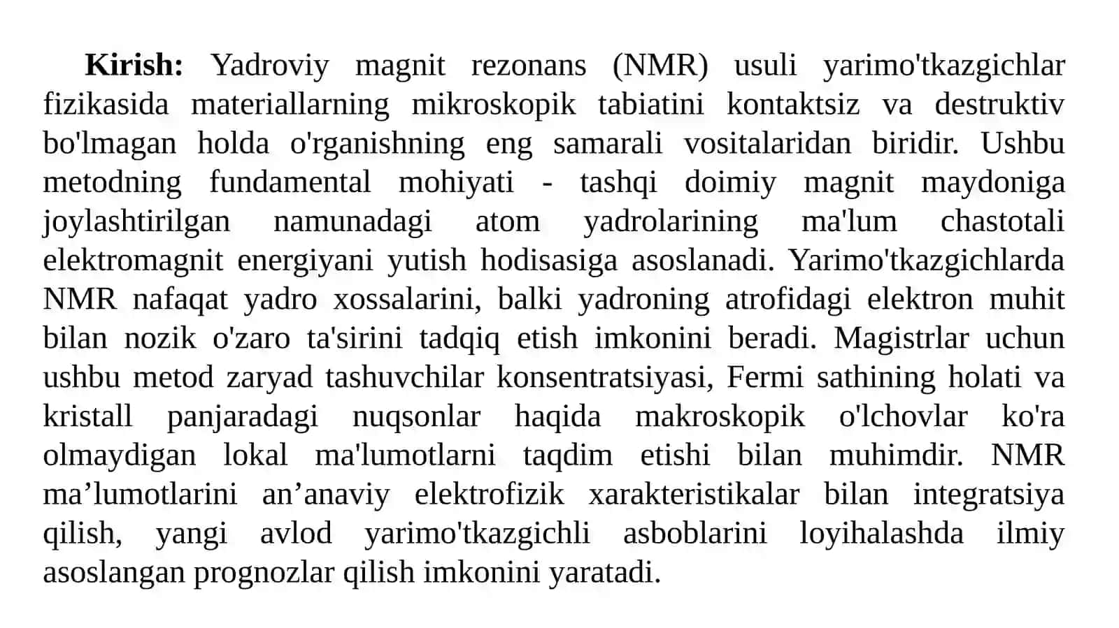 Yarimo'tkazgichlarda yadroviy magnit rezonans (NMR) 2