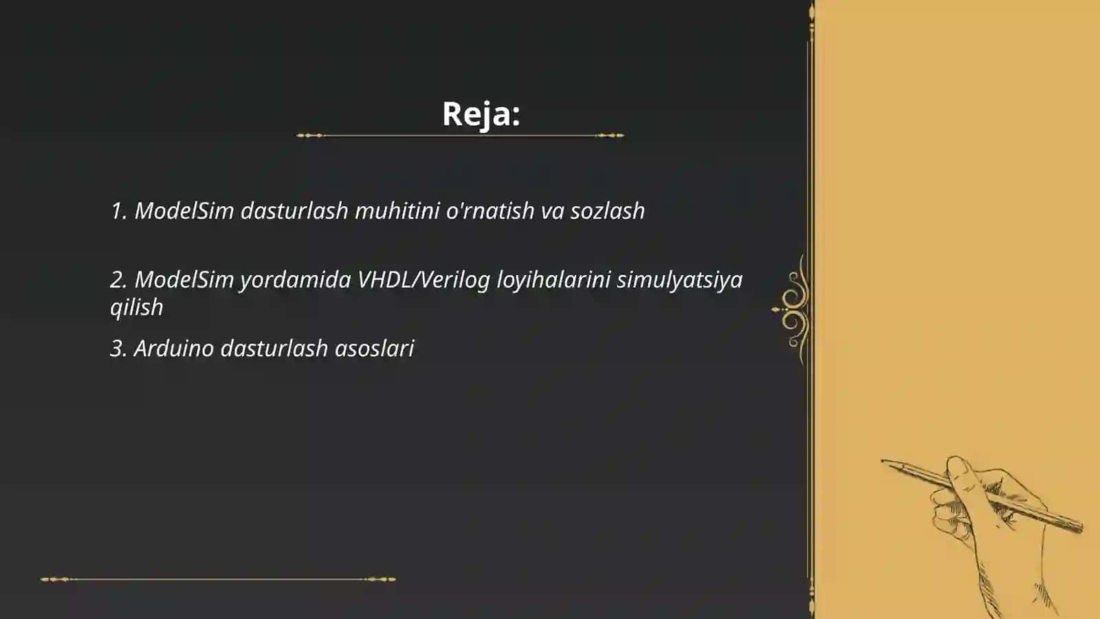 ModelSim dasturlash muhiti, Arduino hamda Altera DE0 qurilmalarini o‘rganish, Raspberry P3 qurilmasida dasturlash 2