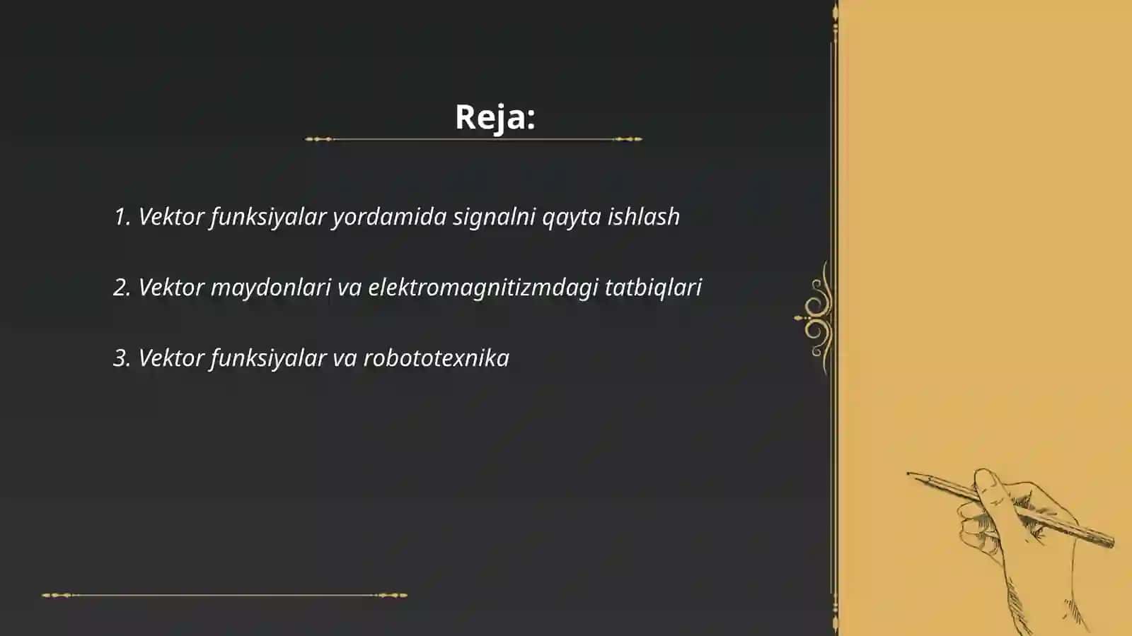 Vektor funksiyalarning injinerlik sohasidagi tatbiqlari 2