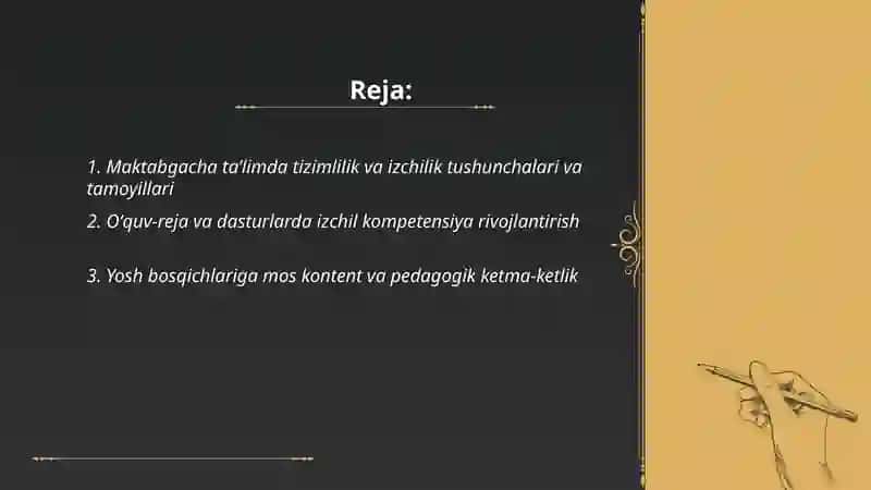 Maktabgacha taʼlimning tizimlilik va izchilik prinsiplarini amalga oshirish qoidalari 2