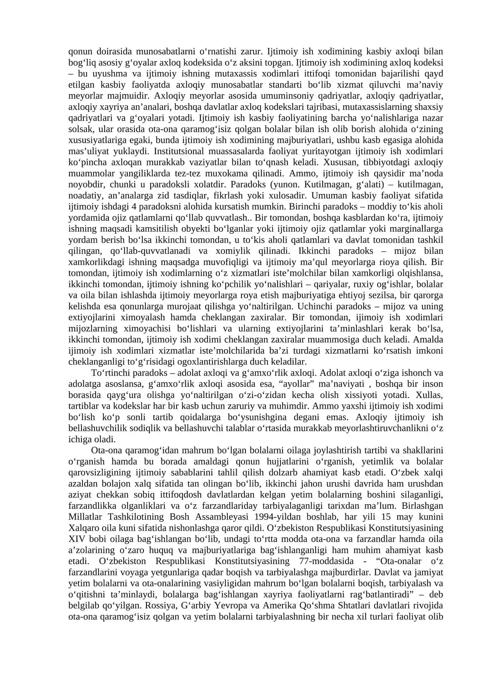 Ota-ona qaramog’isiz qolgan bolalar bilan olib boriladigan ijtimoiy faoliyat 2